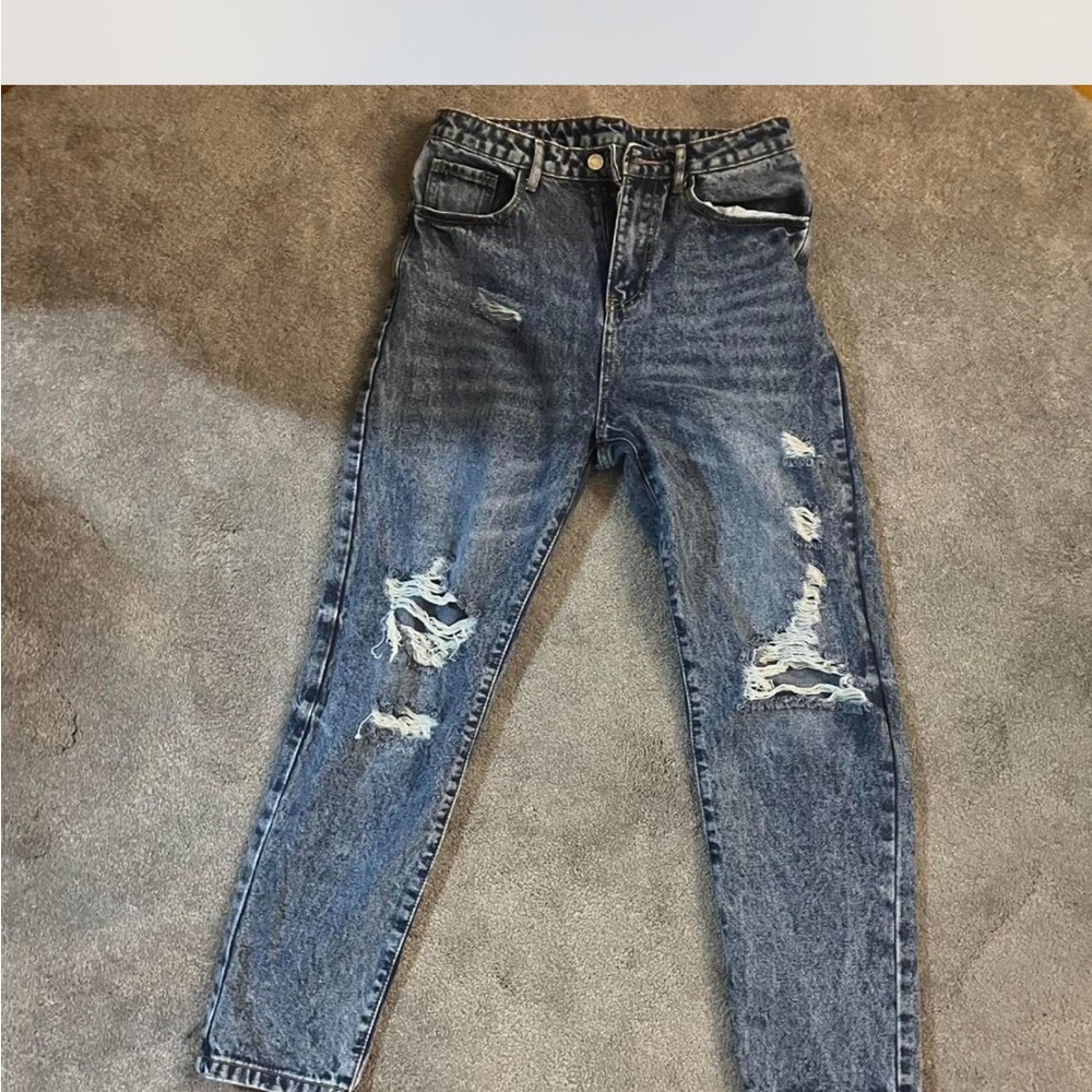 Distressed Blue Jeans